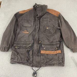 VTG Classico Jacket Men L Brown Field Utility Leather Trim Barn Chore Full Zip
